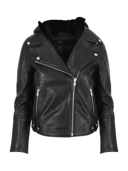 Hamburg leather hood jacket